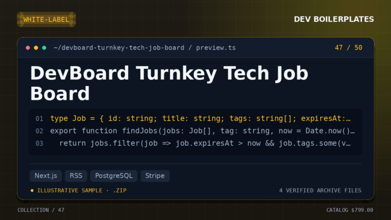 DevBoard Turnkey Tech Job Board — product artwork