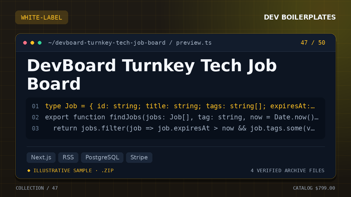 DevBoard Turnkey Tech Job Board — product artwork