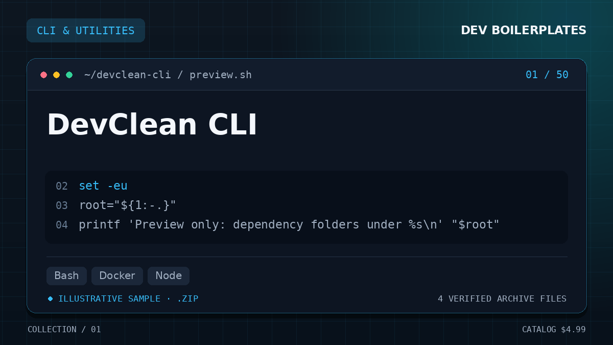 DevClean CLI — product artwork