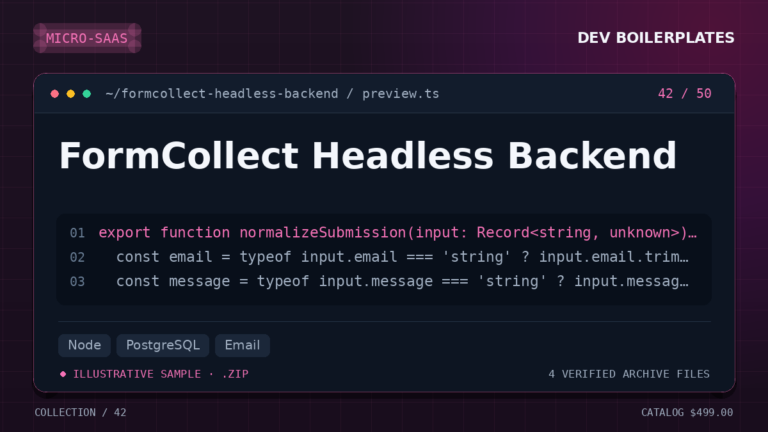 FormCollect Headless Backend — product artwork
