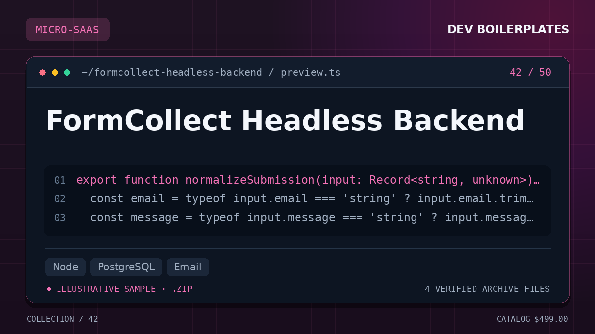 FormCollect Headless Backend — product artwork