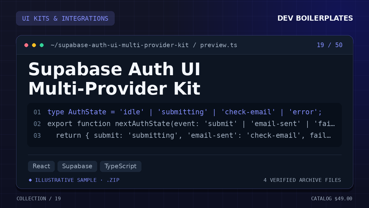 Supabase Auth UI Multi-Provider Kit — product artwork